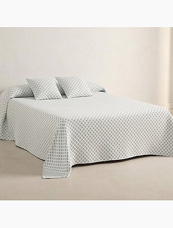 Couvre-lit en coton avec motif géométrique en relief, tissu texturé - Gamusi.