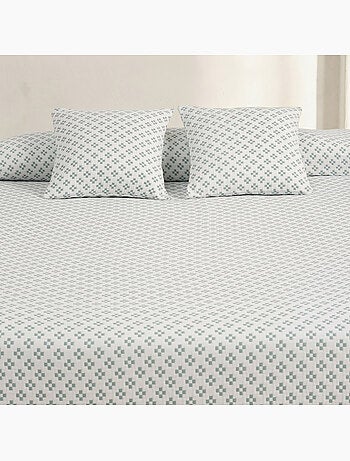 Couvre-lit en coton avec motif géométrique en relief, tissu texturé - Gamusi.