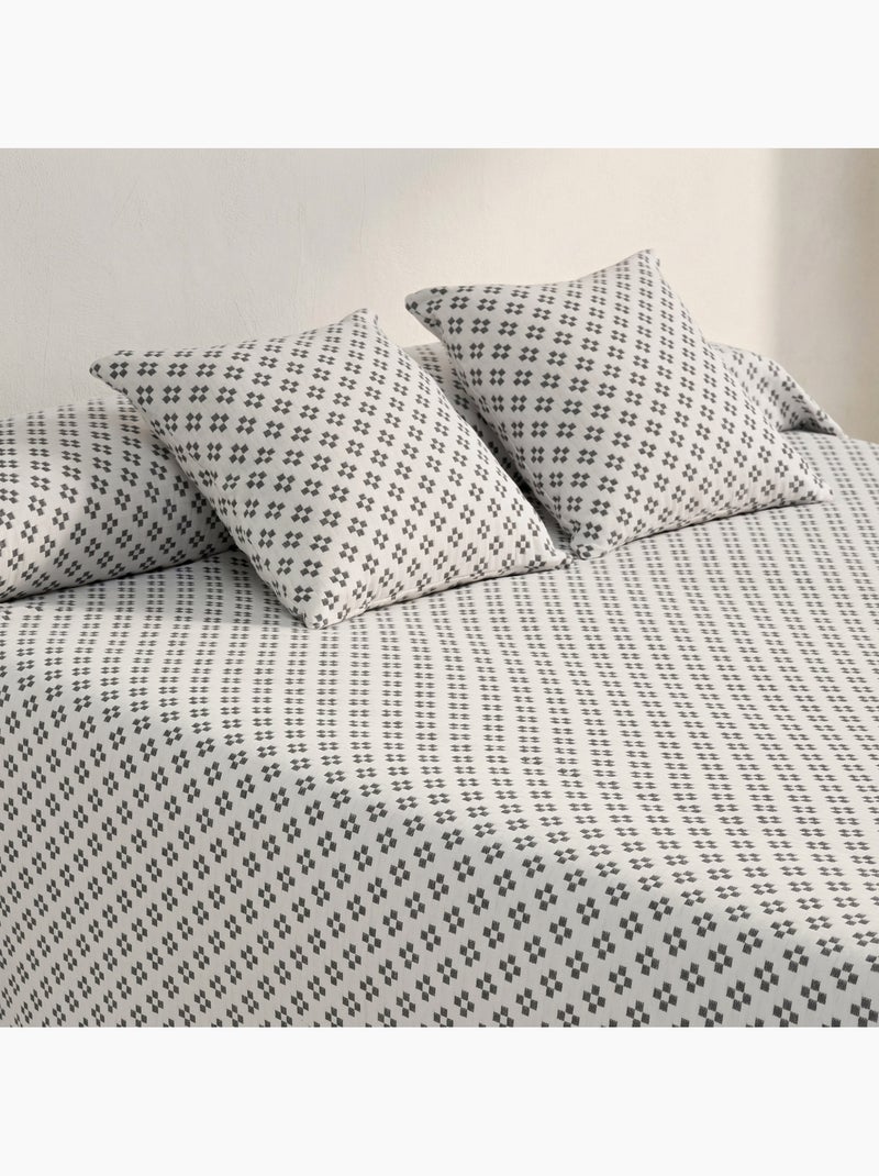 Couvre-lit en coton avec motif géométrique en relief, tissu texturé. Bleu - Kiabi