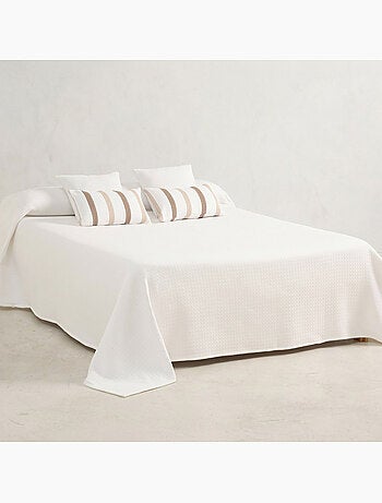 Couvre-lit en coton uni, tissu texturé à carreaux - Gamusi.