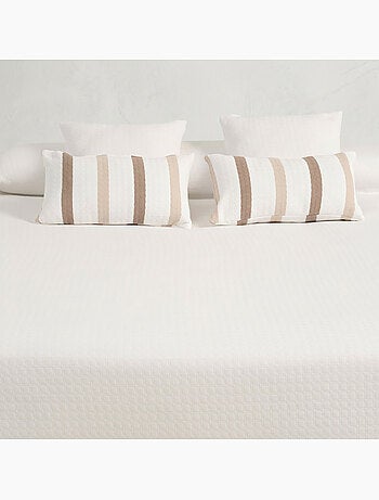 Couvre-lit en coton uni, tissu texturé à carreaux - Gamusi.