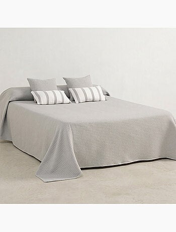 Couvre-lit en coton uni, tissu texturé à carreaux - Gamusi.