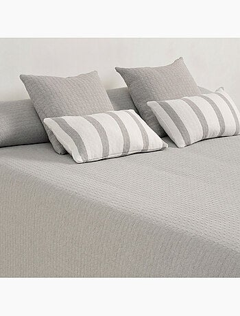 Couvre-lit en coton uni, tissu texturé à carreaux - Gamusi.