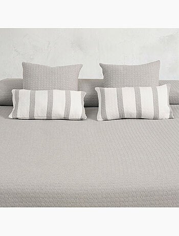 Couvre-lit en coton uni, tissu texturé à carreaux - Gamusi.