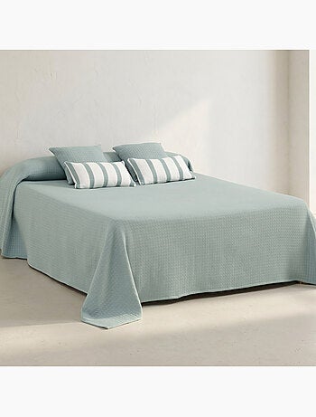 Couvre-lit en coton uni, tissu texturé à carreaux - Gamusi.