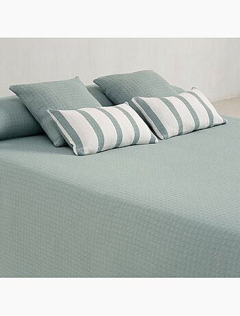 Couvre-lit en coton uni, tissu texturé à carreaux - Gamusi.