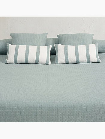 Couvre-lit en coton uni, tissu texturé à carreaux - Gamusi.