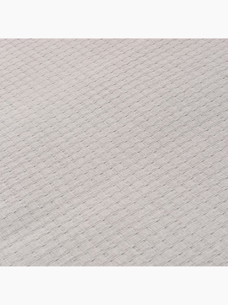 Couvre-lit en coton uni, tissu texturé à carreaux. Gris - Kiabi