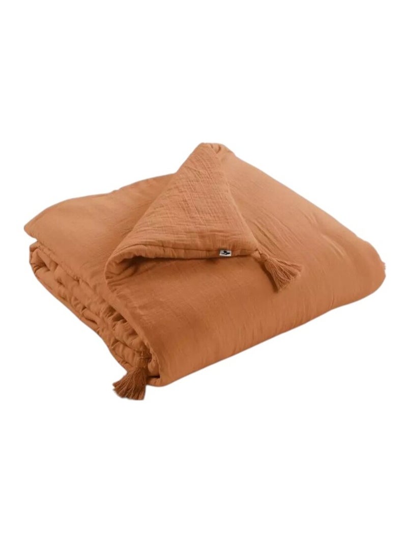 Couvre lit en gaze de coton Gaia Abricot - Kiabi