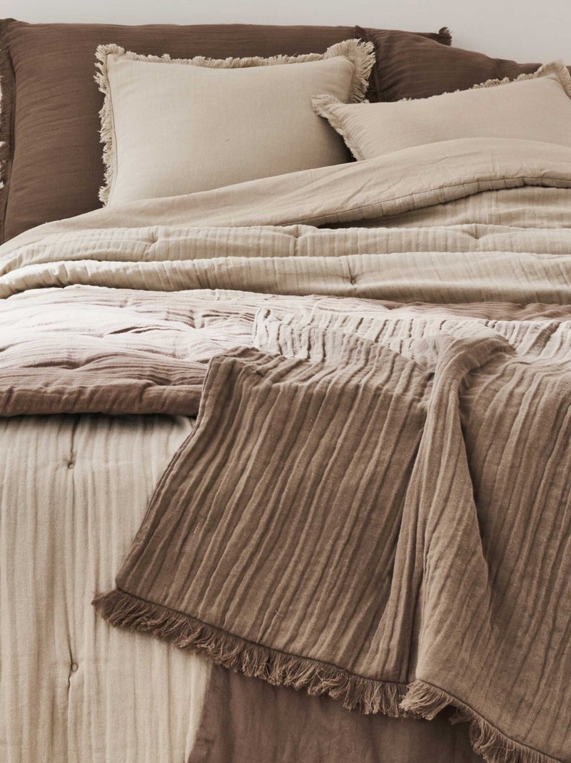 Couvre-lit en gaze de coton lavé Beige grès - Kiabi