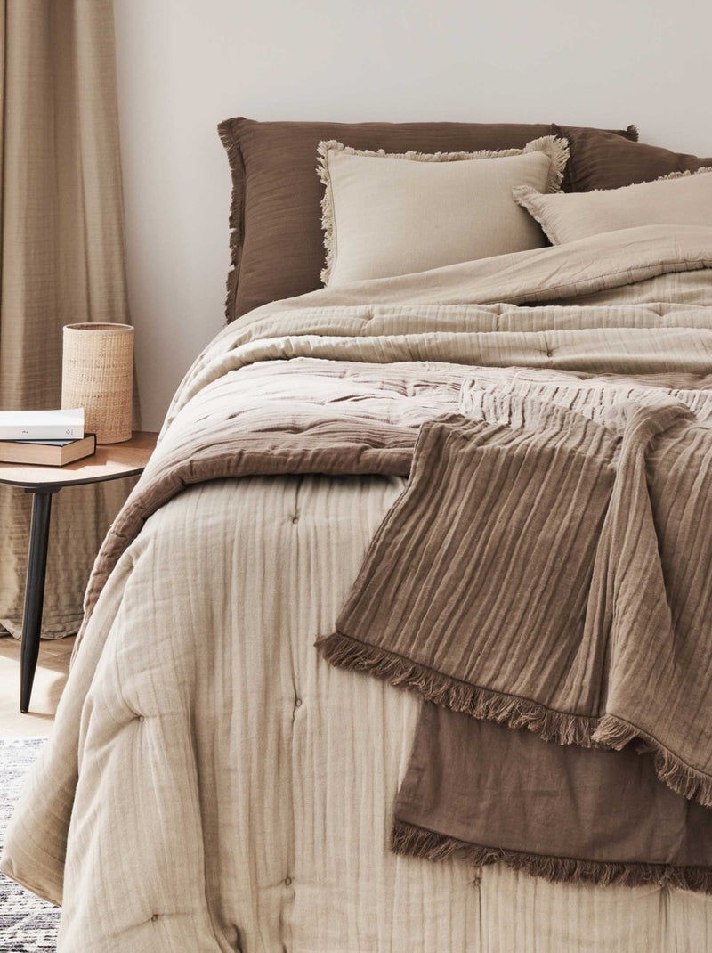 Couvre-lit en gaze de coton lavé Beige grès - Kiabi