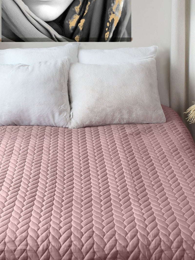 Couvre lit en microfibre dessin par ultrason Rose pastel - Kiabi