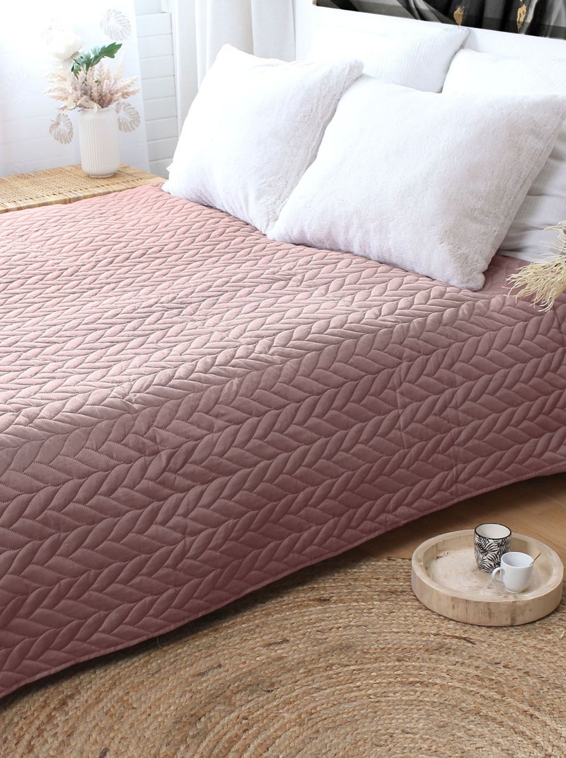 Couvre lit en microfibre dessin par ultrason Rose pastel - Kiabi