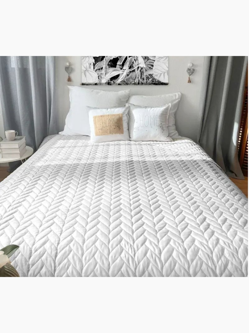 Couvre-lit en microfibre Effet tresse Blanc - Kiabi