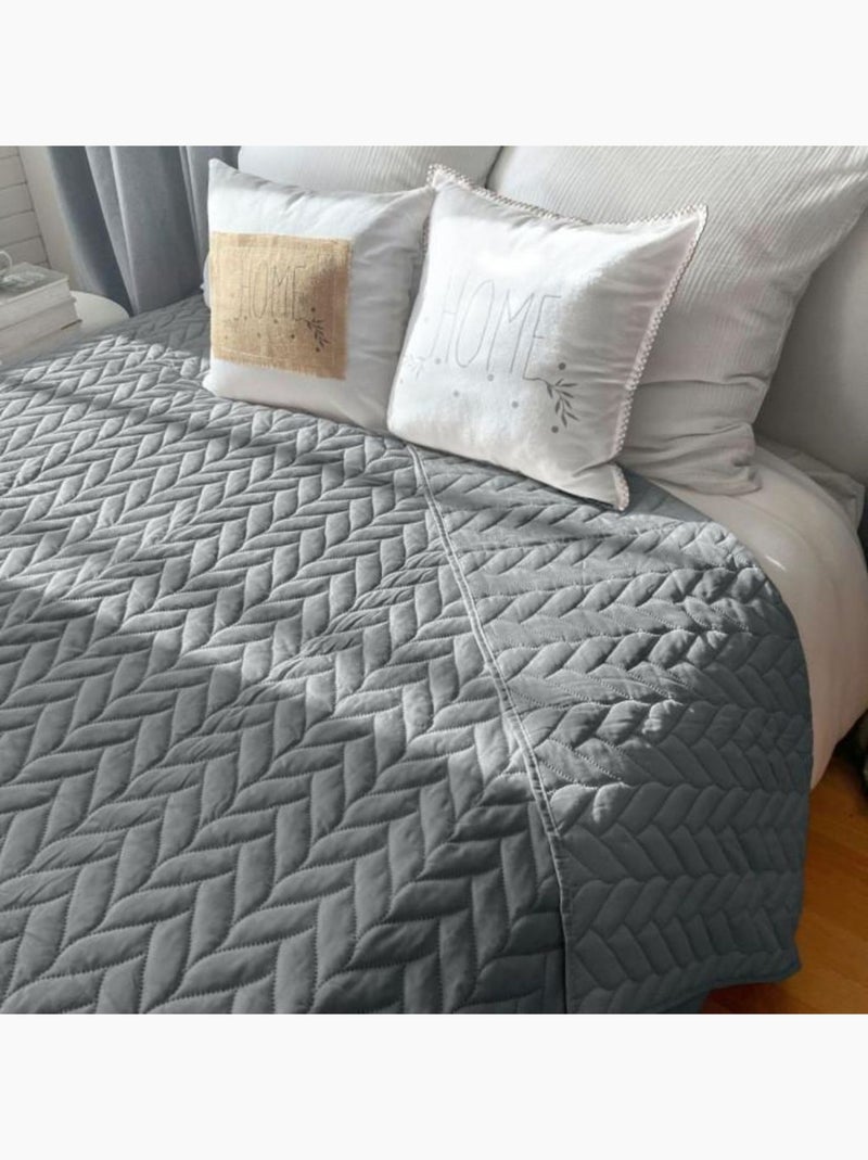 Couvre-lit en microfibre Effet tresse Gris - Kiabi