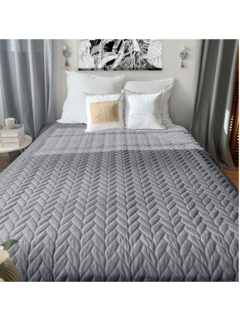 Couvre-lit en microfibre Effet tresse Gris - Kiabi