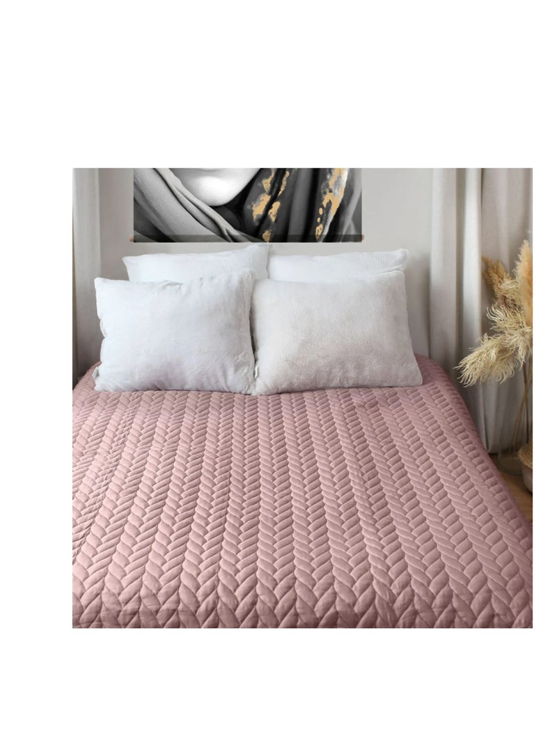 Couvre-lit en microfibre Effet tresse Rose - Kiabi