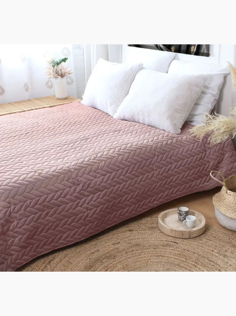 Couvre-lit en microfibre Effet tresse Rose - Kiabi