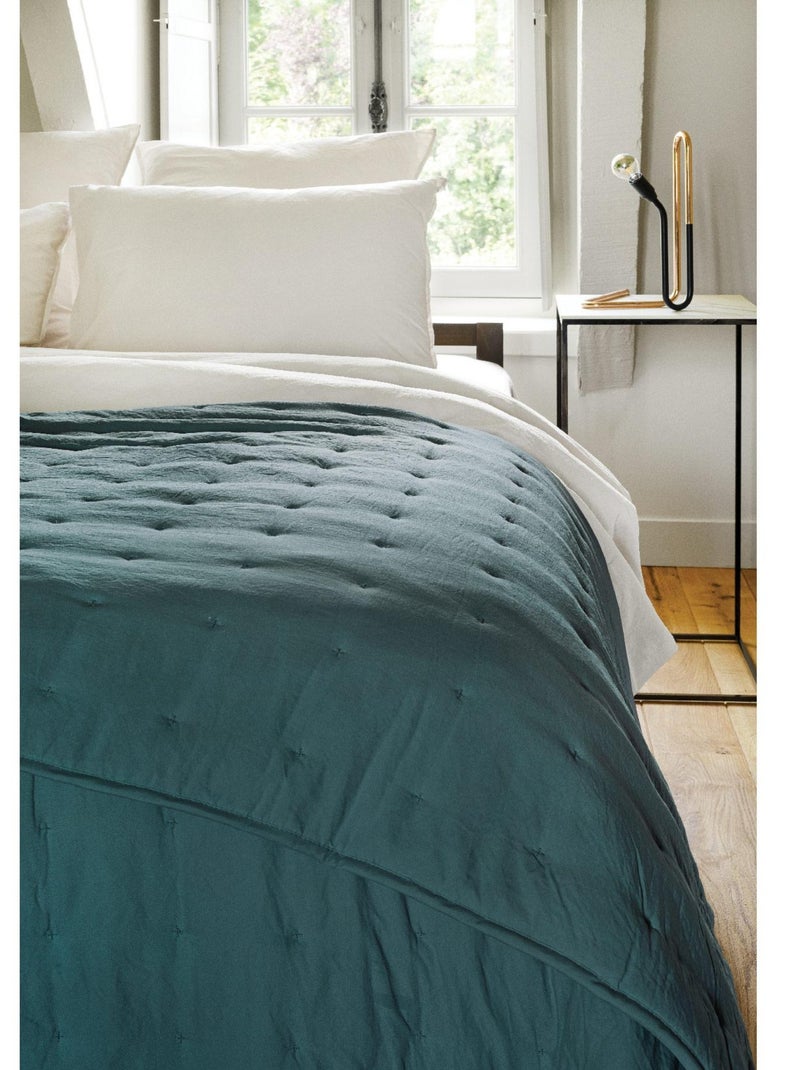 Couvre-Lit en microfibre matelassée Bleu - Kiabi