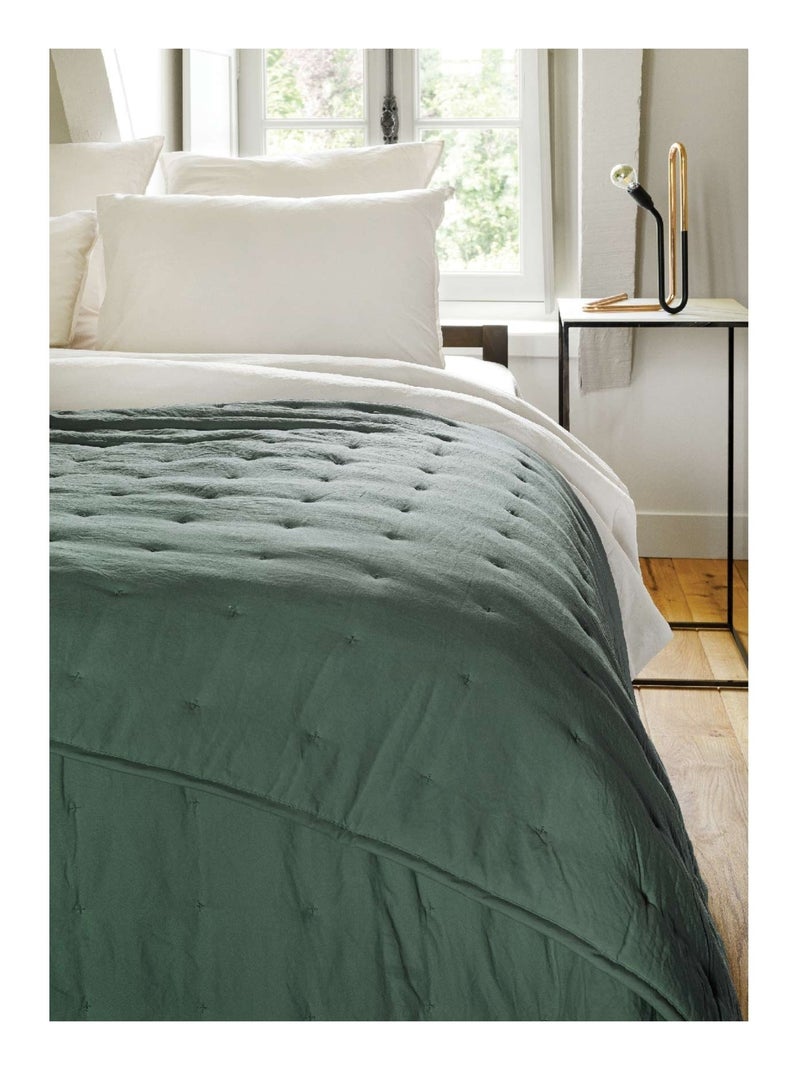 Couvre-Lit en microfibre matelassée Vert tilleul - Kiabi