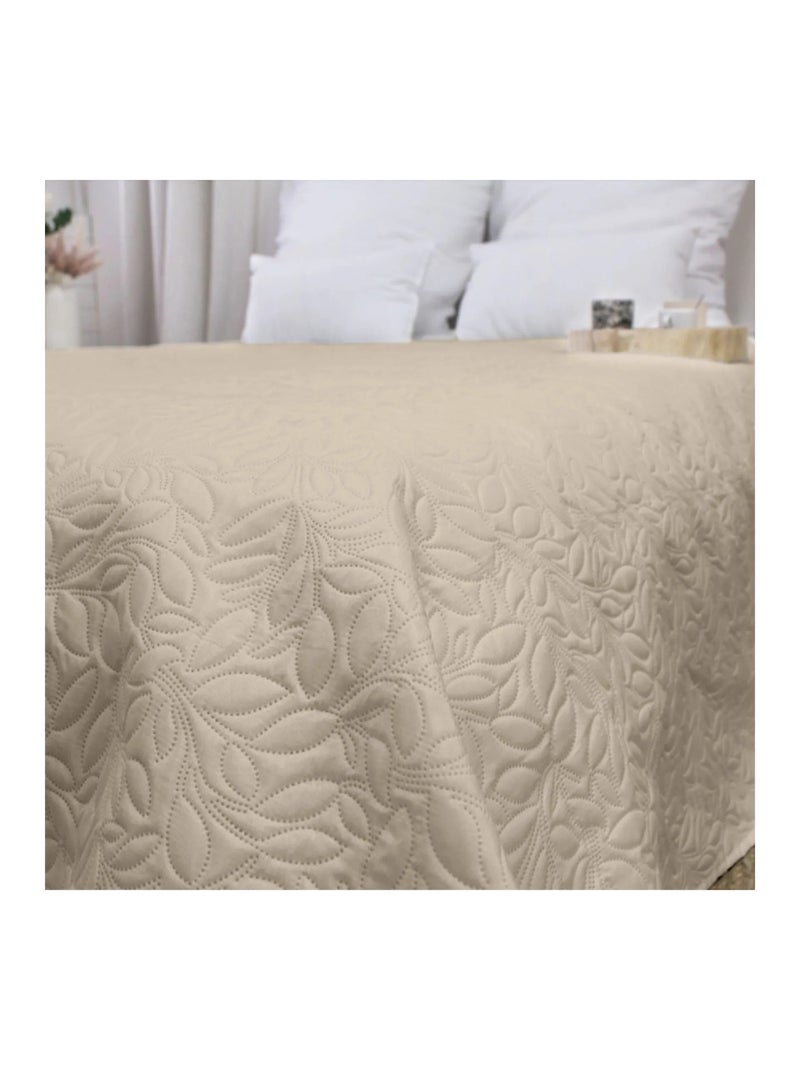 Couvre-lit en microfibre Rosace Beige - Kiabi
