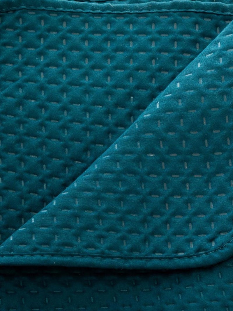 Couvre-lit et ses 2 taies assorties Bleu canard - Kiabi