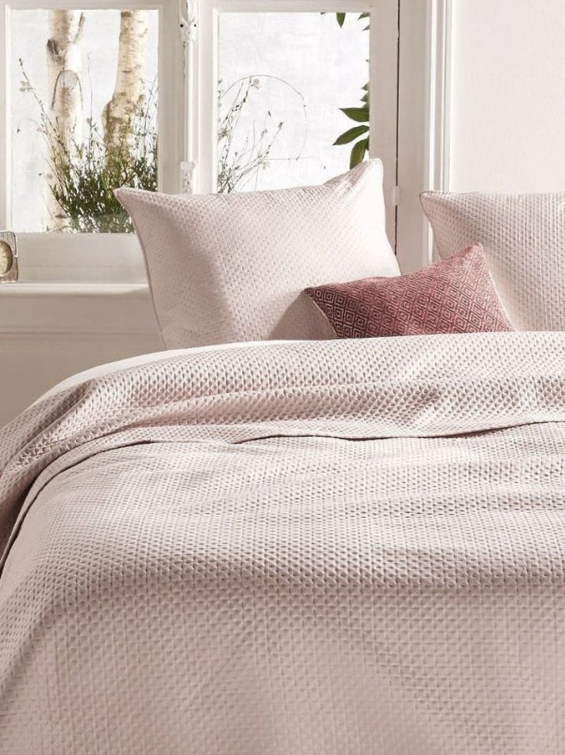 Couvre-lit et ses 2 taies assorties Rose pâle - Kiabi