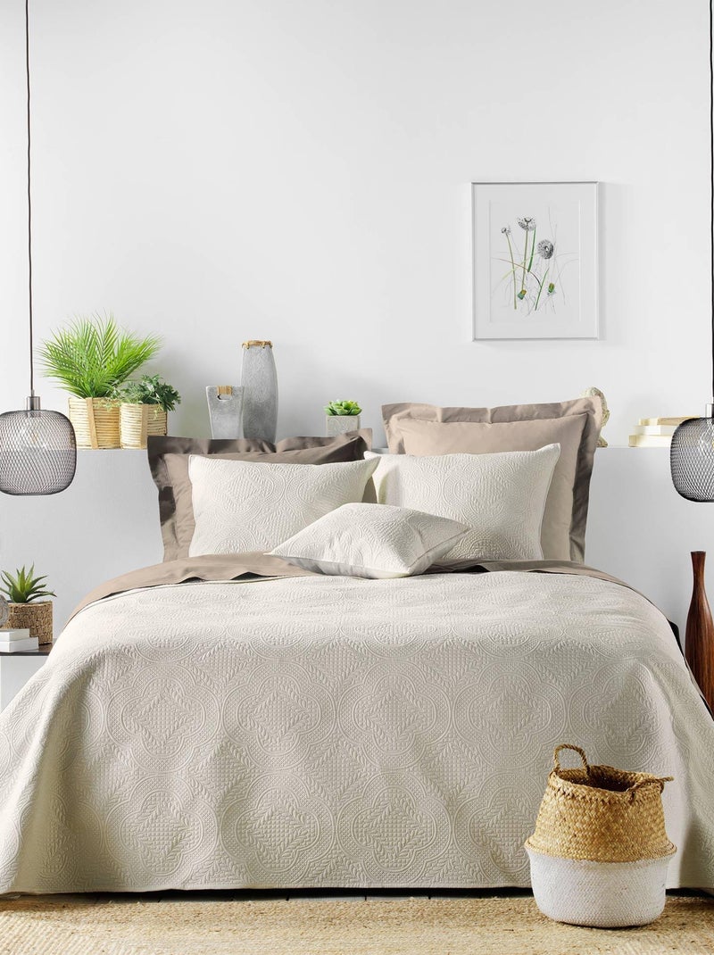 Couvre lit et taie en microfibre Romane Beige - Kiabi