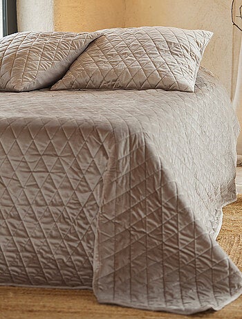 Couvre-lit et taies d'oreiller en velours matelassé