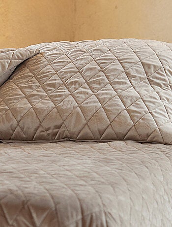 Couvre-lit et taies d'oreiller en velours matelassé
