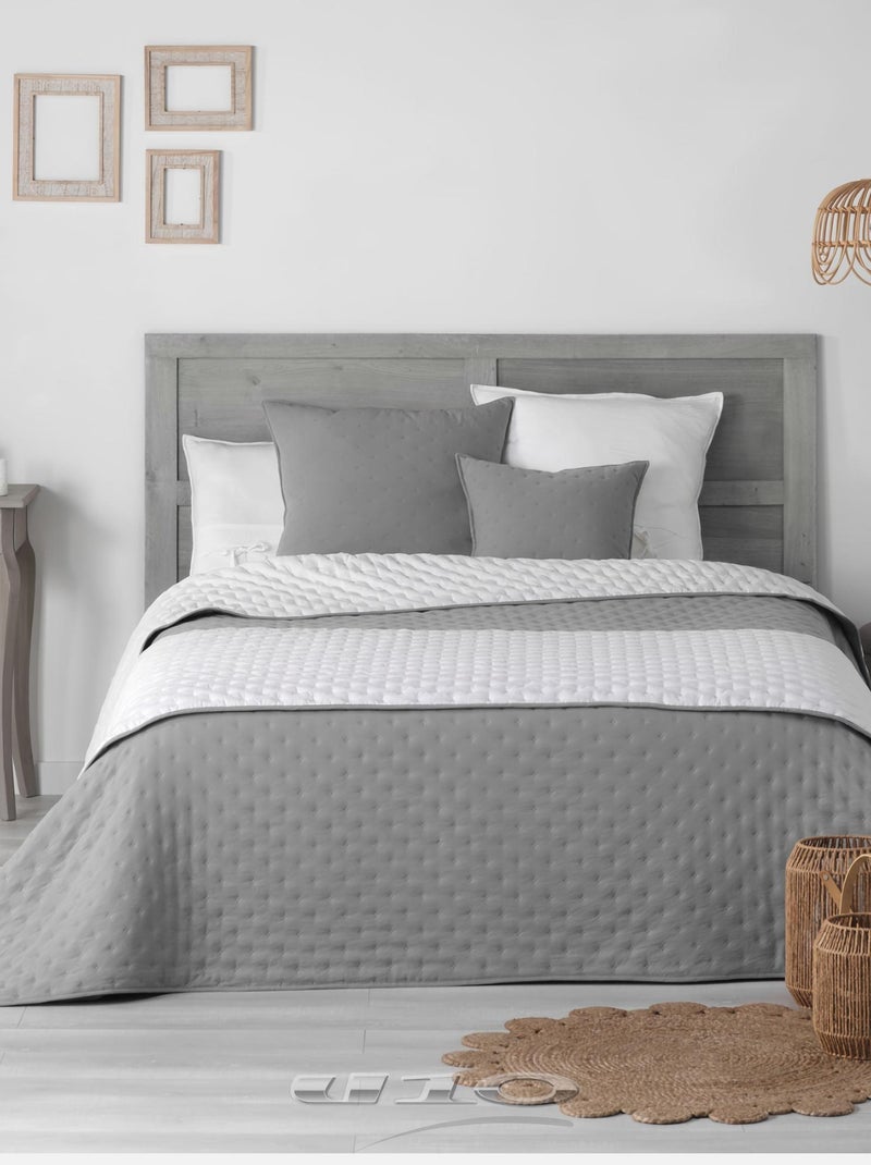 Couvre lit Gris 220 x 240 cm Mellow chic Blanc Gris - Kiabi
