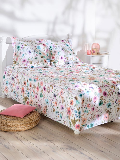 Couvre-lit imprimé ouatiné, motif fleuri - Afibel - Kiabi