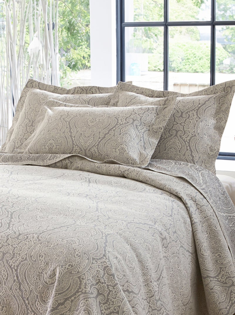 Couvre lit jacquard motif arabesques - Afibel Gris - Kiabi
