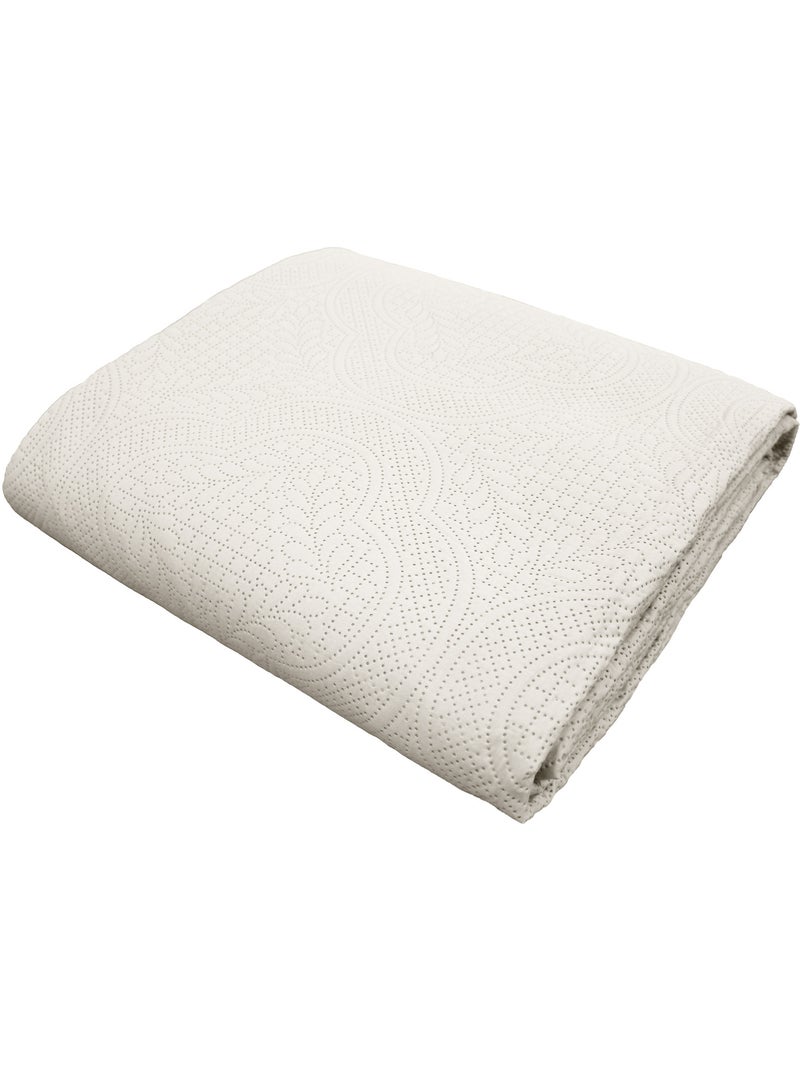 Couvre-lit matelassé + 2 housses de coussin en microfibre unie romane Beige naturel - Kiabi