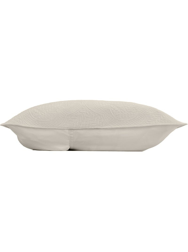 Couvre-lit matelassé + 2 housses de coussin en microfibre unie romane Beige naturel - Kiabi
