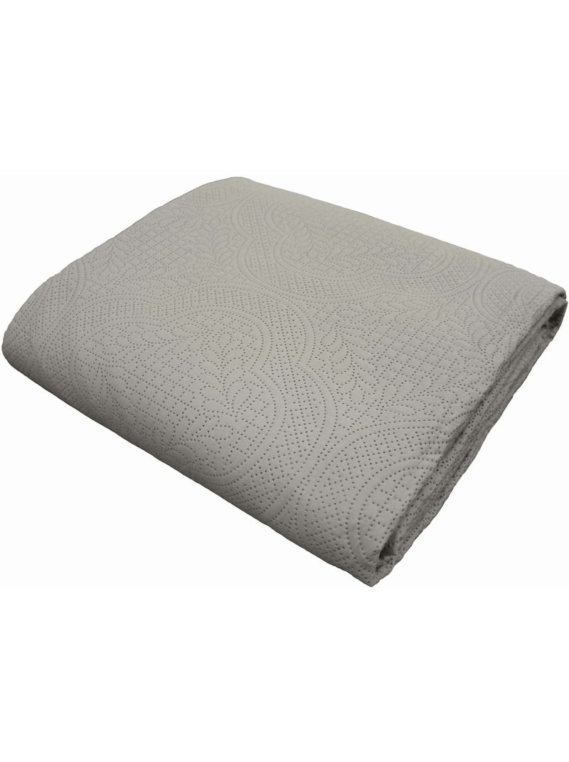 Couvre-lit matelassé + 2 housses de coussin en microfibre unie Romane Gris - Kiabi
