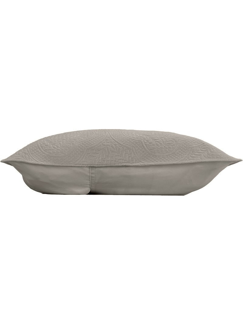 Couvre-lit matelassé + 2 housses de coussin en microfibre unie Romane Gris - Kiabi