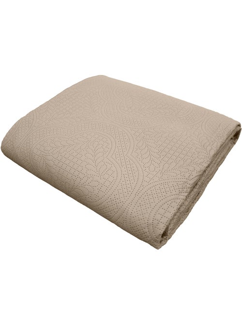 Couvre-lit matelassé + 2 housses de coussin en microfibre unie Romane - Kiabi