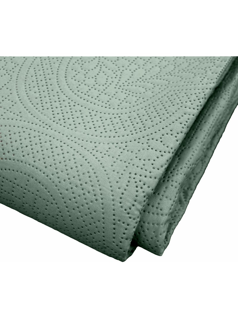 Couvre-lit matelassé + 2 housses de coussin en microfibre unie Romane Vert cèdre - Kiabi