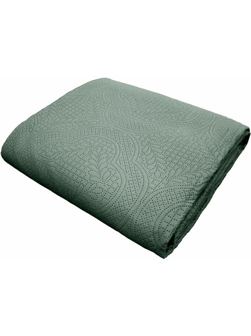 Couvre-lit matelassé + 2 housses de coussin en microfibre unie Romane - Kiabi