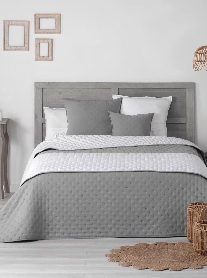 Couvre lit matelassé Collection Bicolore Mellewe Gris - Kiabi