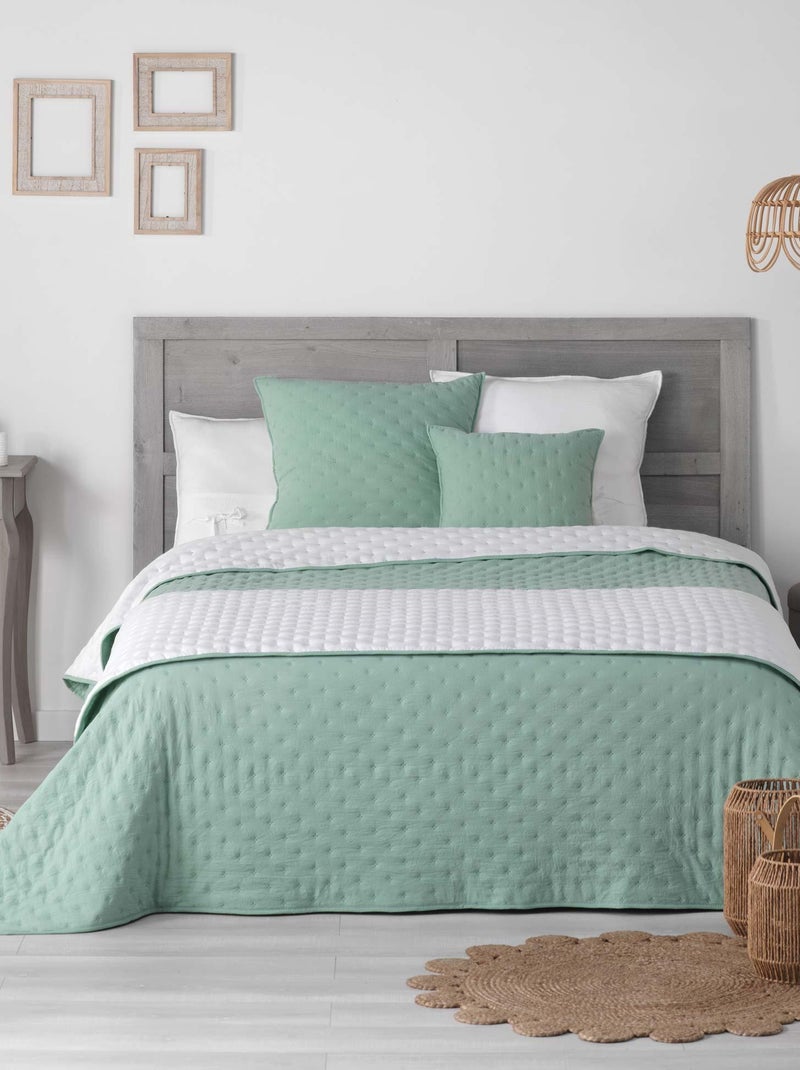 Couvre lit matelassé Collection Bicolore Mellewe Vert - Kiabi