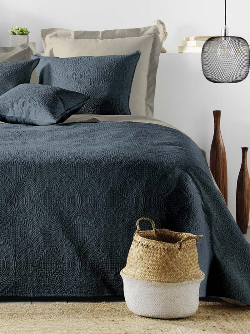Couvre-lit matelassé en microfibre Bleu - Kiabi