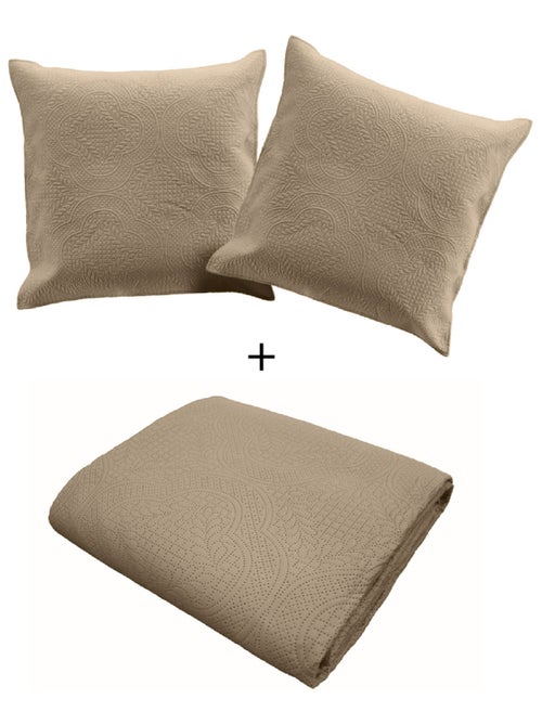 Couvre-Lit Matelassé et 2 Taies d'Oreiller Romane - Kiabi