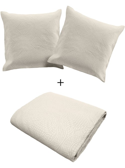 Couvre-Lit Matelassé et 2 Taies d'Oreiller Romane - Kiabi