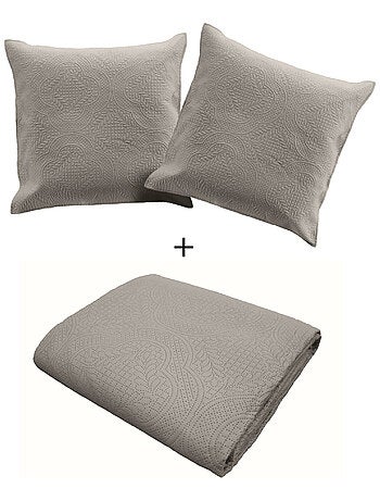 Couvre-Lit Matelassé et 2 Taies d'Oreiller Romane