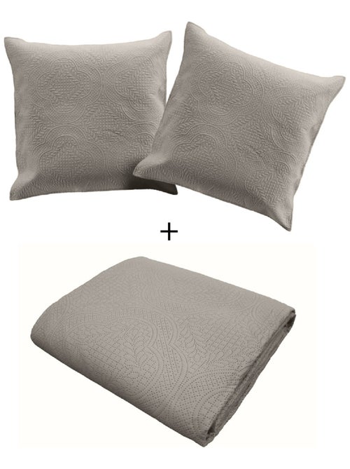 Couvre-Lit Matelassé et 2 Taies d'Oreiller Romane - Kiabi