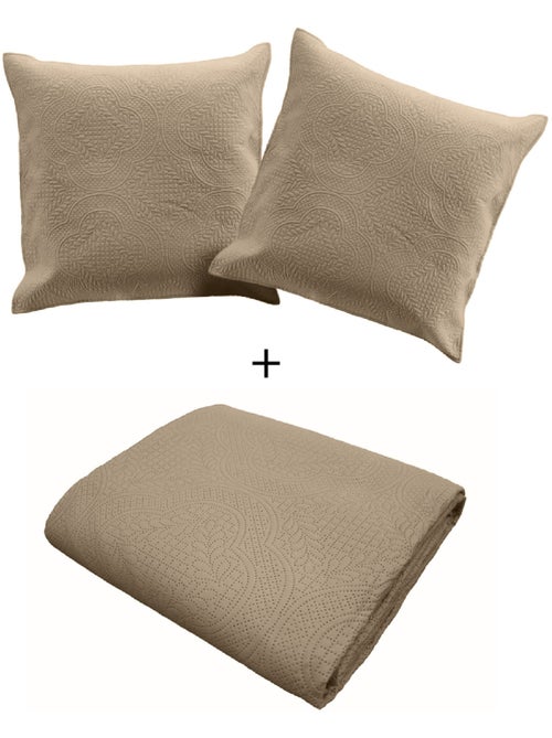 Couvre-Lit Matelassé et 2 Taies d'Oreiller Romane - Kiabi