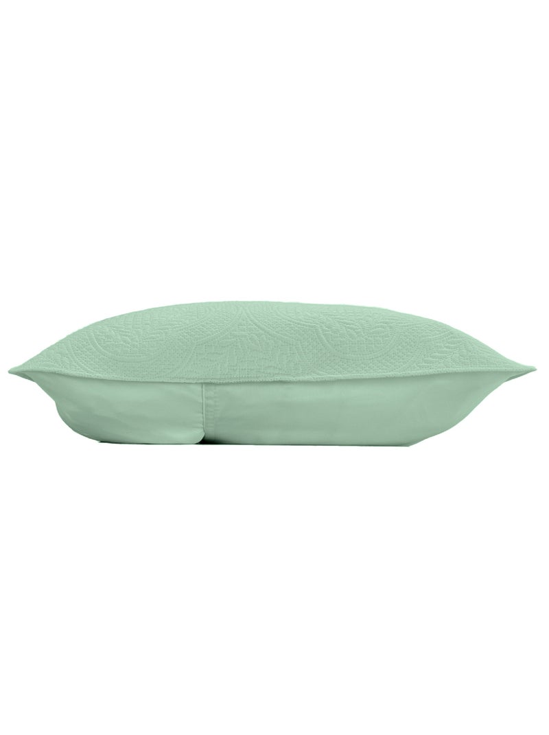Couvre-Lit Matelassé et 2 Taies d'Oreiller Romane Vert Sauge - Kiabi
