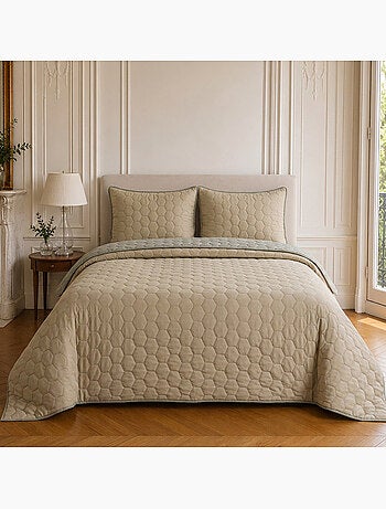 Couvre-lit matelassé réversible 100% polyester bicolore, nazim
